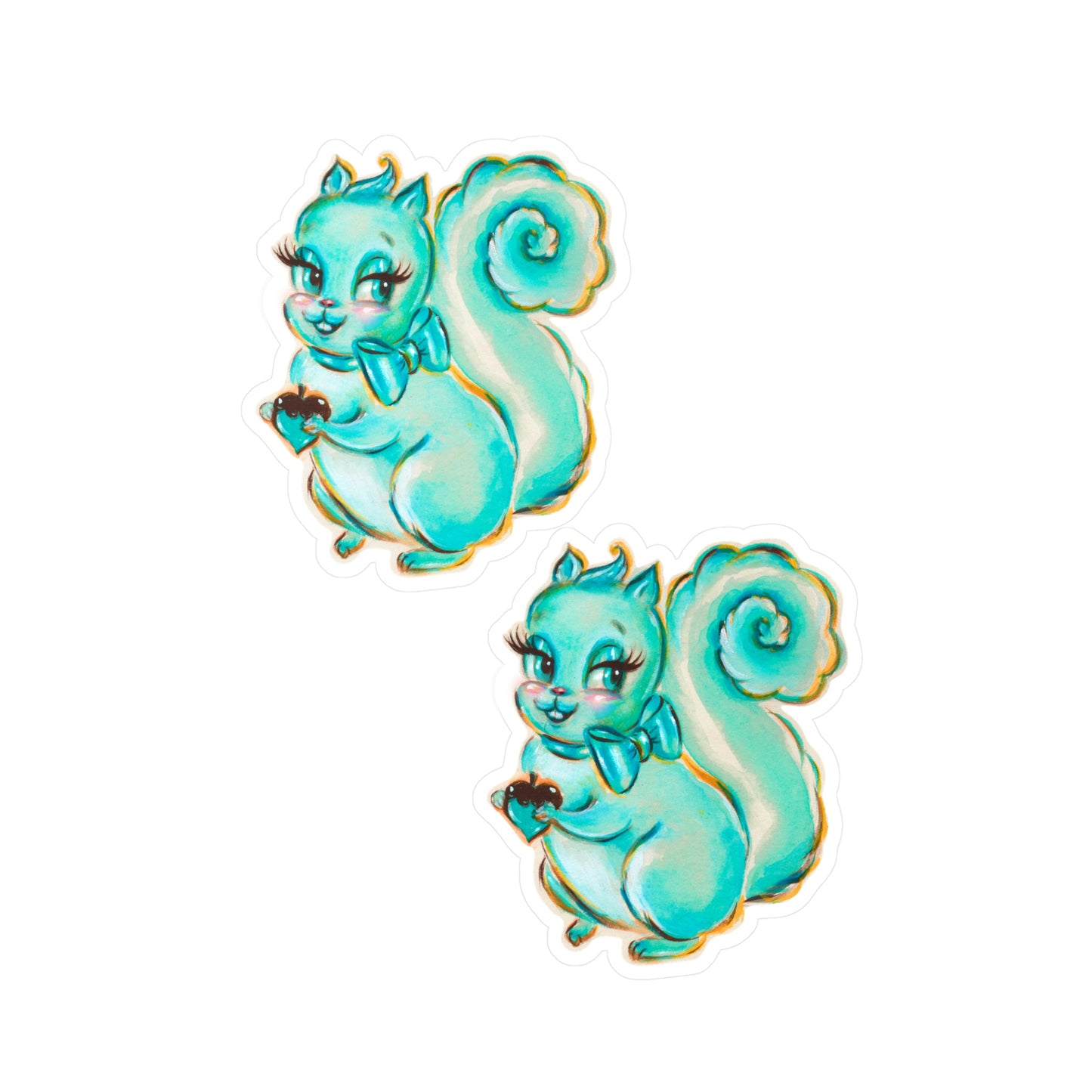 Cute Teal Squirrel • Kiss-Cut Vinyl Decals Set
