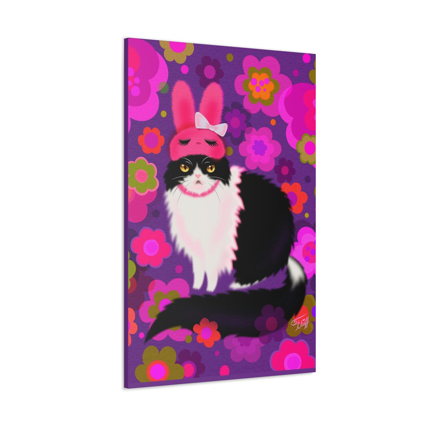 Bunny Cat with Flowers• Canvas Gallery Wrap