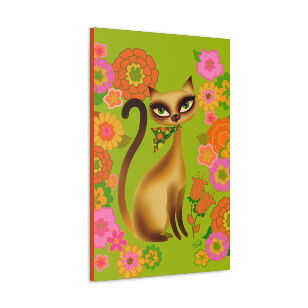 Siamese Mod Flower Kitty • Canvas Gallery Wrap