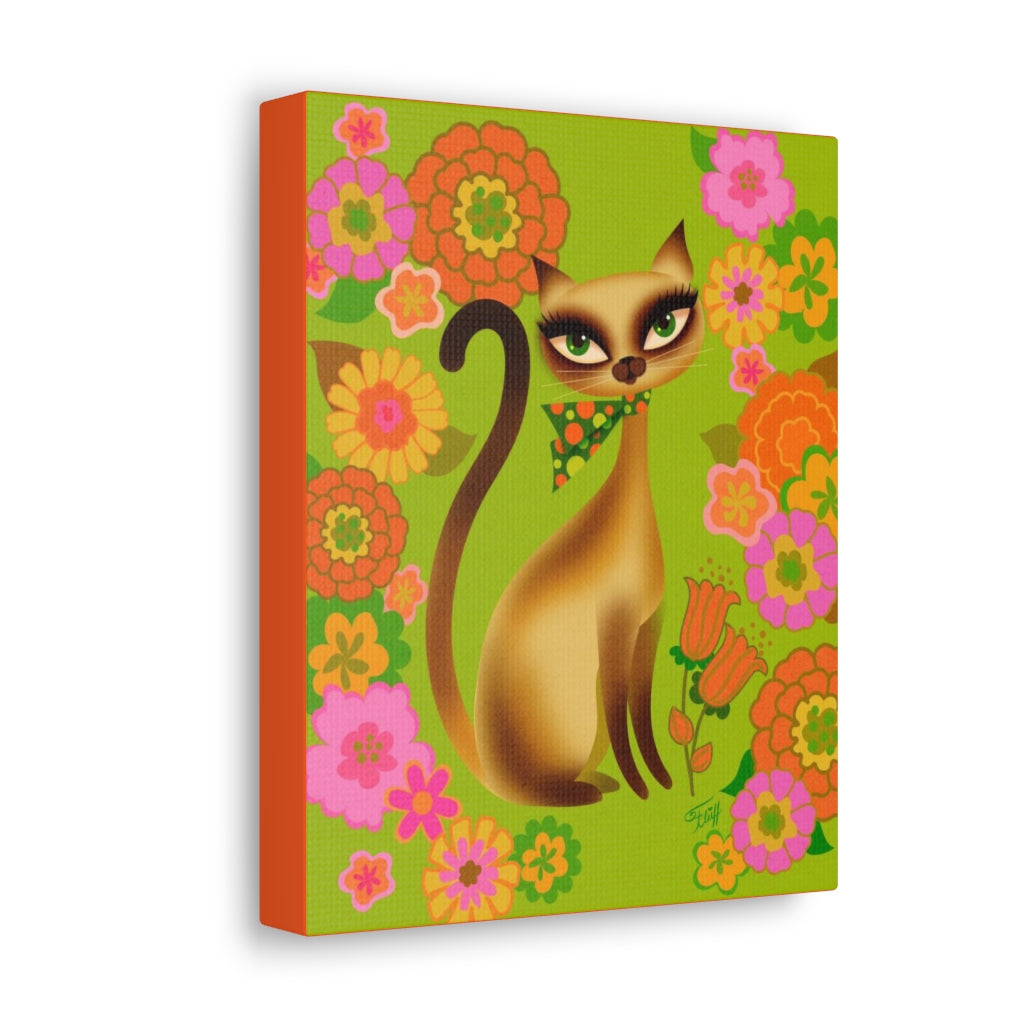 Siamese Mod Flower Kitty • Canvas Gallery Wrap