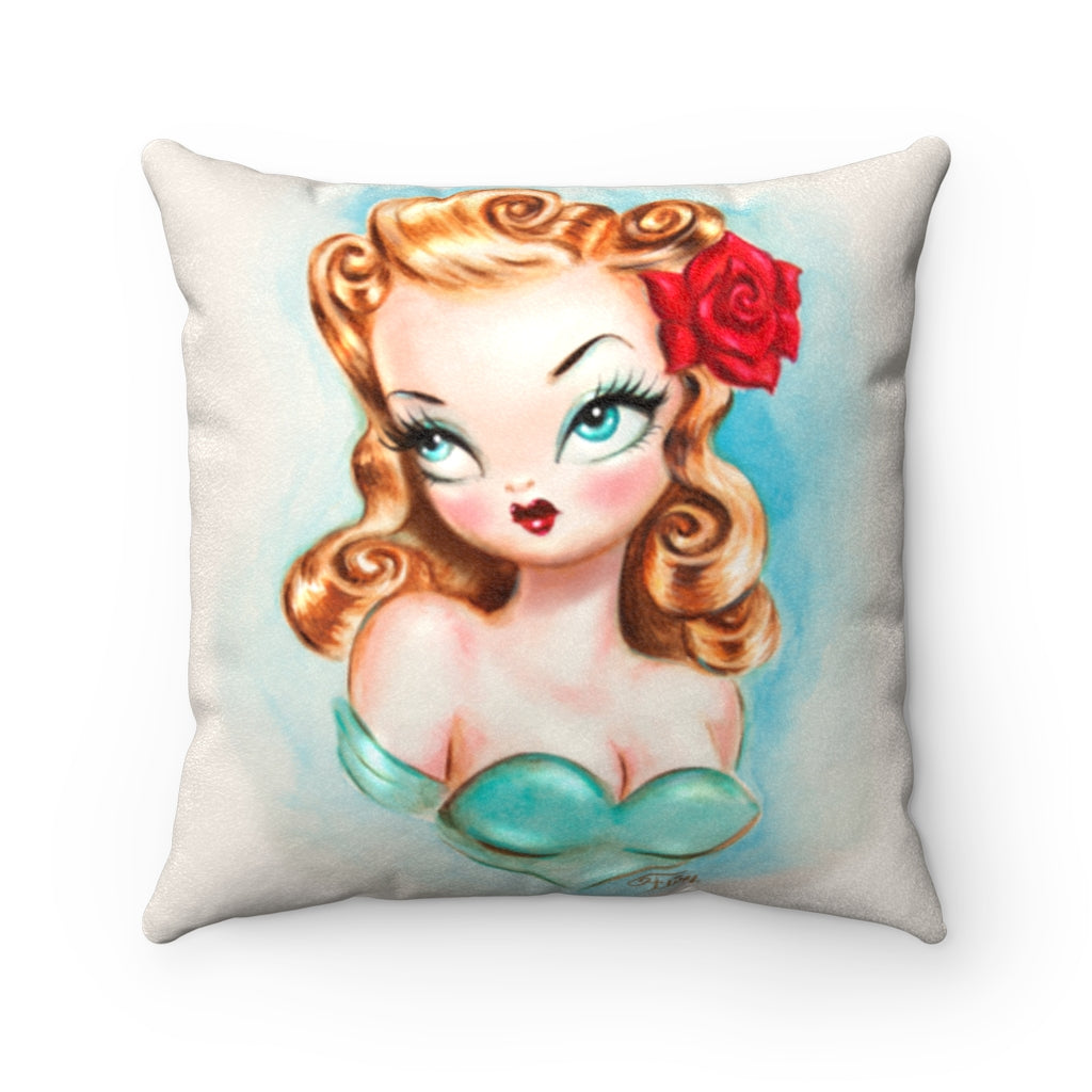 Rockabilly Babydoll Blonde • Faux Suede Pillow