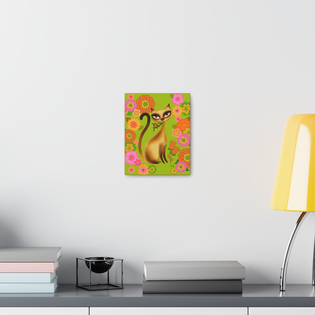 Siamese Mod Flower Kitty • Canvas Gallery Wrap