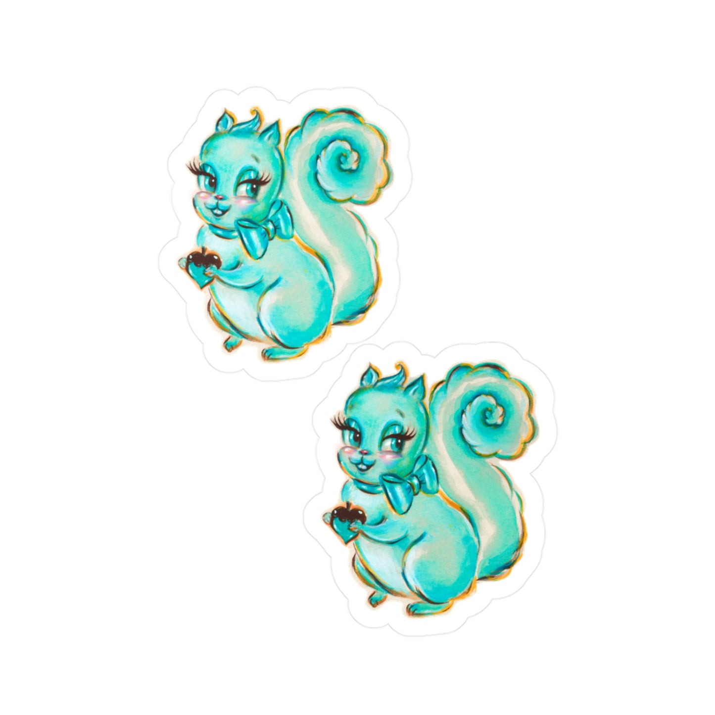 Cute Teal Squirrel • Kiss-Cut Vinyl Decals Set