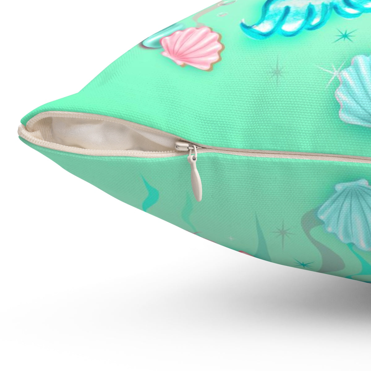Merkitten with Lei and Starfish • Square Pillow