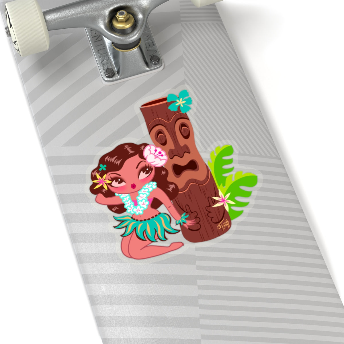 Hula Cutie with Tiki • Kiss-Cut Sticker