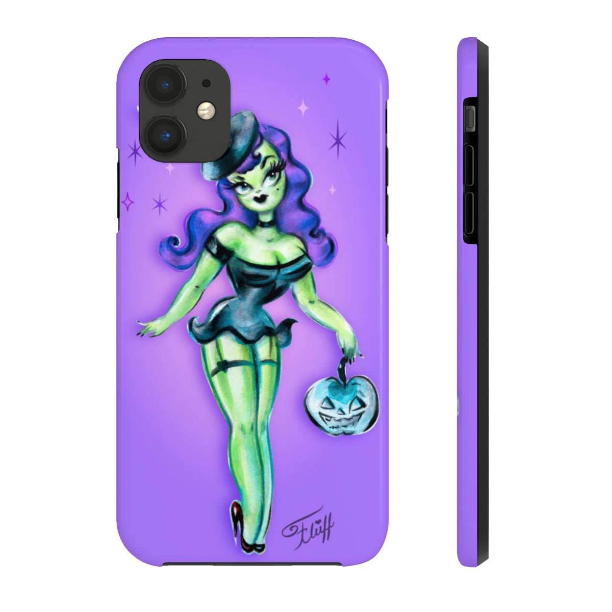Pinup Witch with Jack-o'-lantern • Phone Case