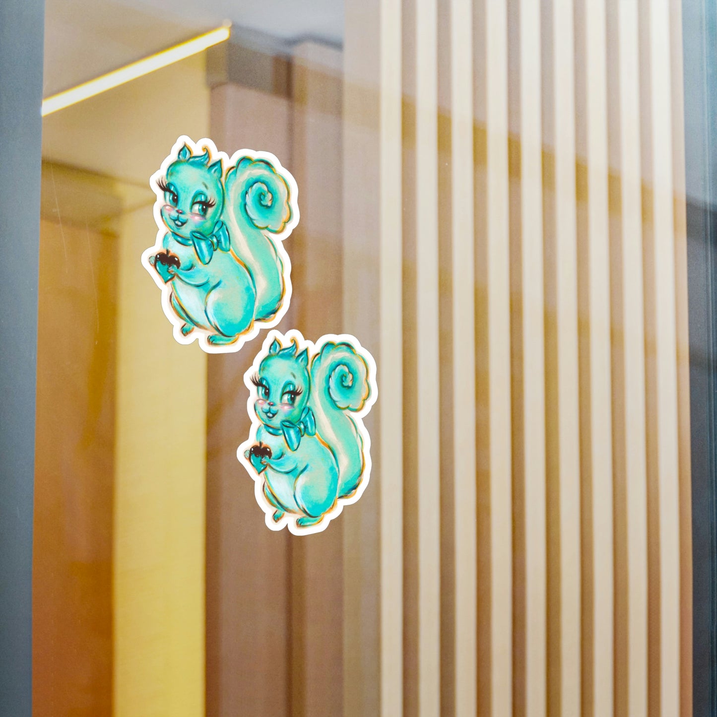 Cute Teal Squirrel • Kiss-Cut Vinyl Decals Set