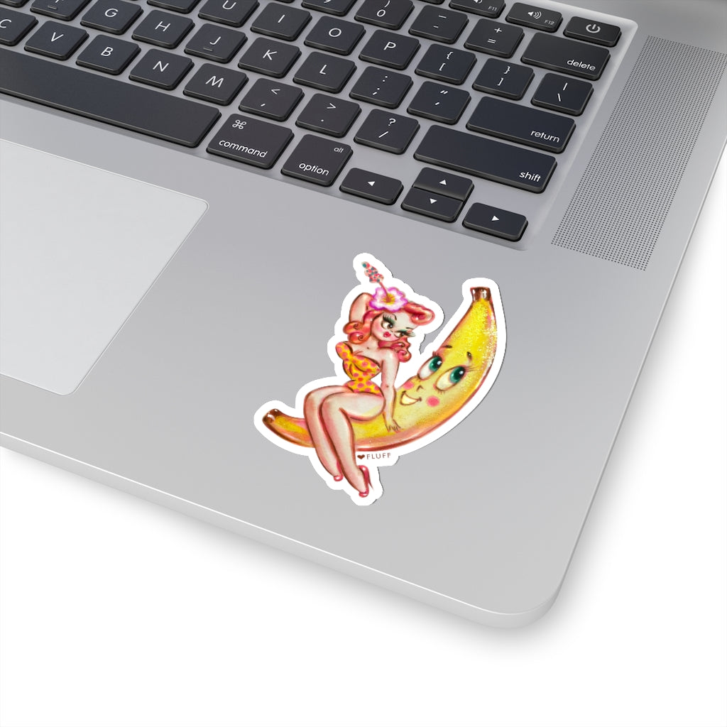 Pinup Girl on Banana • Kiss-Cut Sticker