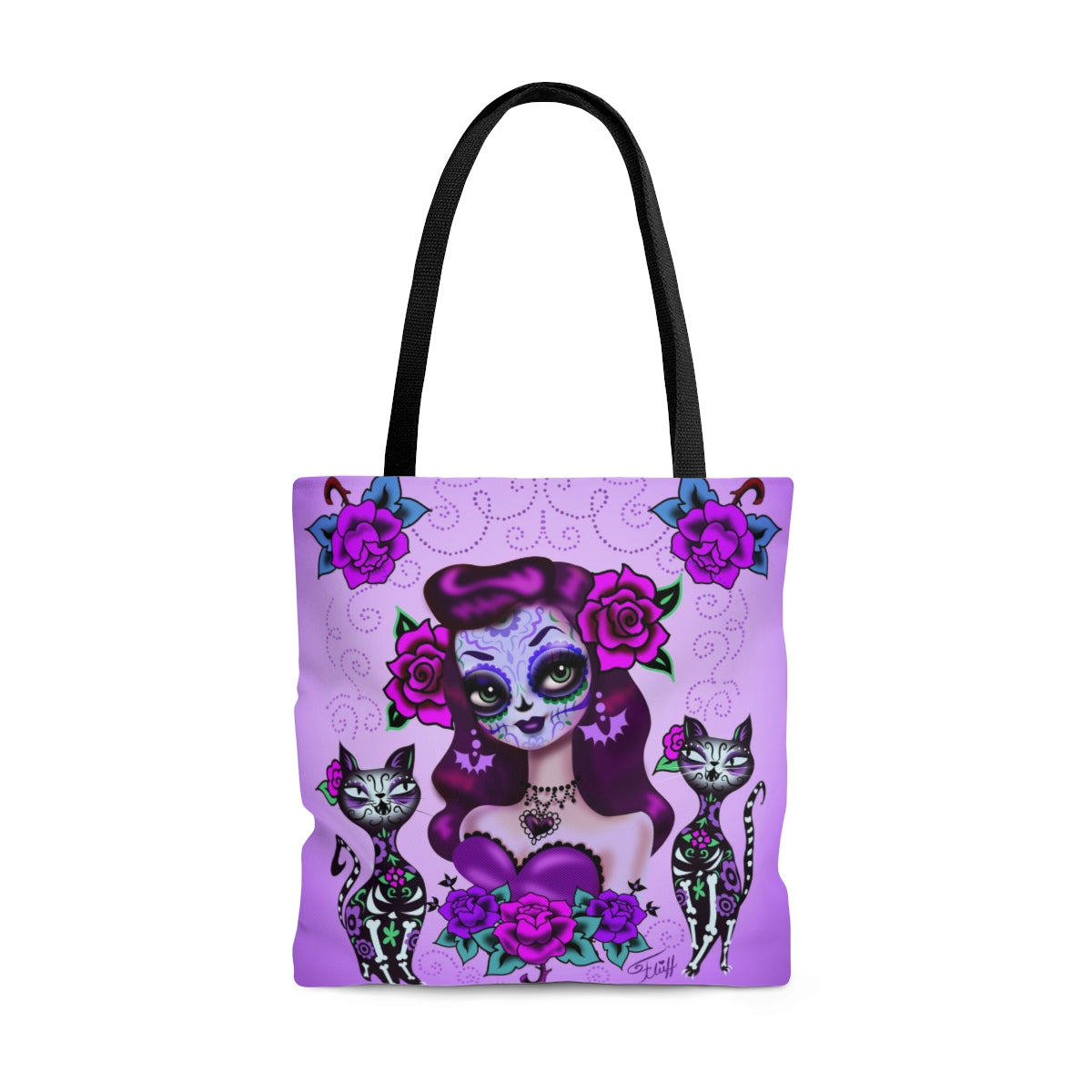 Purple Sugar Skull Girl • Tote Bag