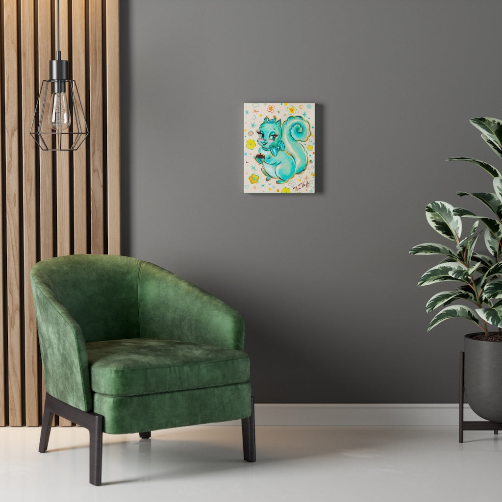 Cute Teal Squirrel • Canvas Gallery Wrap