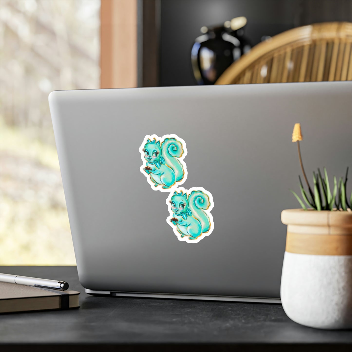 Cute Teal Squirrel • Kiss-Cut Vinyl Decals Set