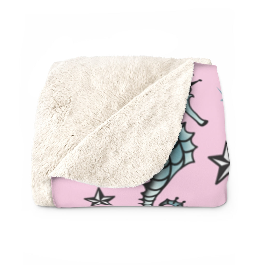 Molly Mermaid on Pink • Sherpa Fleece Blanket