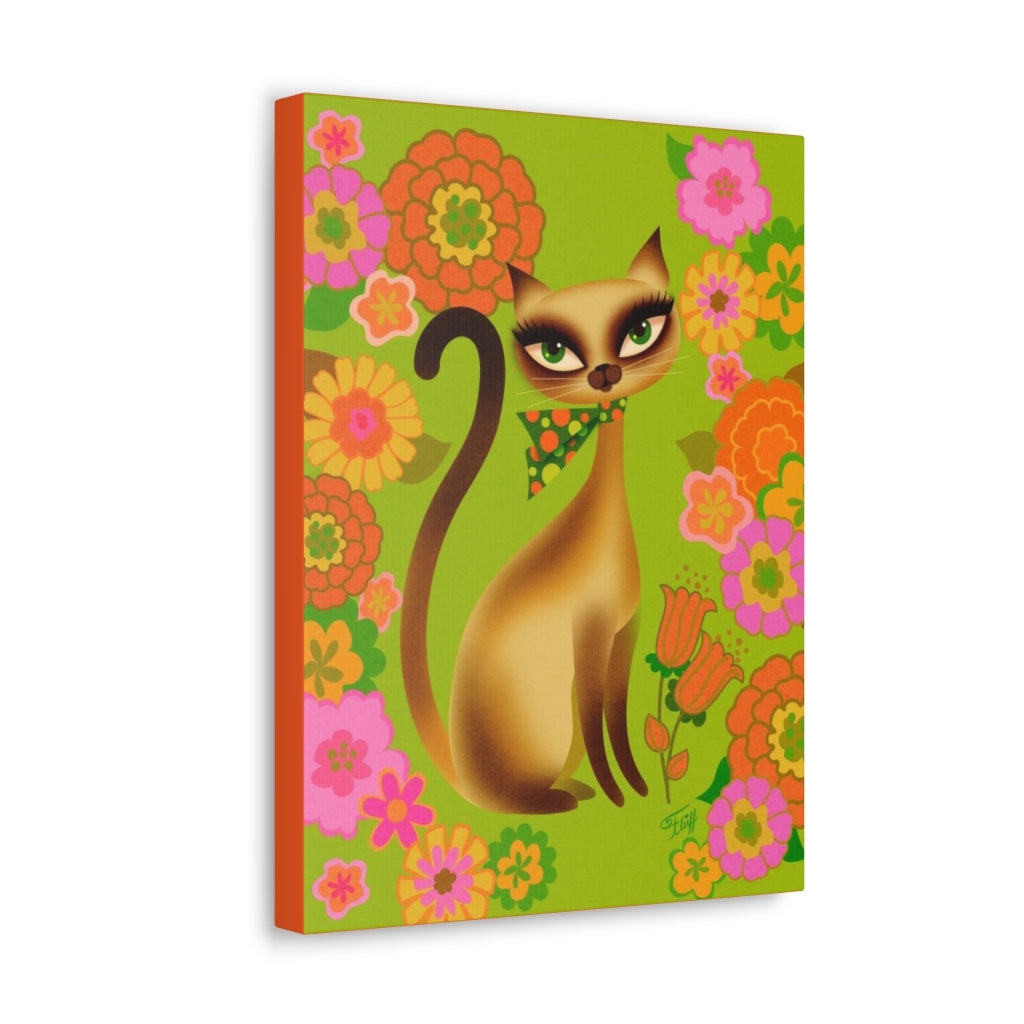 Siamese Mod Flower Kitty • Canvas Gallery Wrap