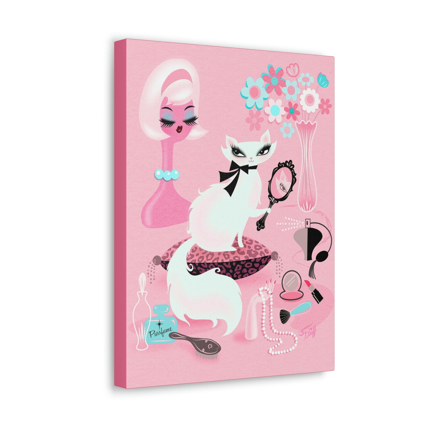 Boudoir Kitty with Mirror • Canvas Gallery Wrap