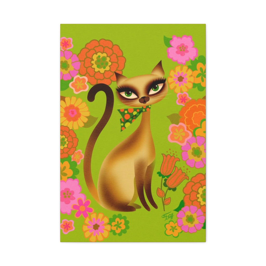 Siamese Mod Flower Kitty • Canvas Gallery Wrap