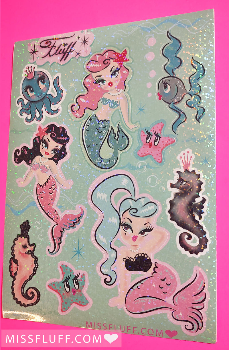 Baby Doll Mermaids • Glitter Sticker Sheet