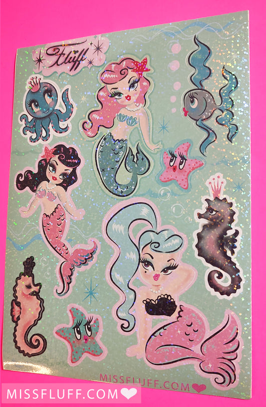 Baby Doll Mermaids • Glitter Sticker Sheet