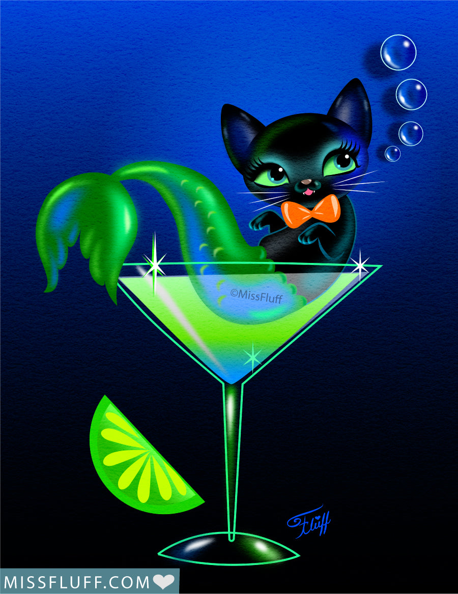 Merkitten Martini • Art Print