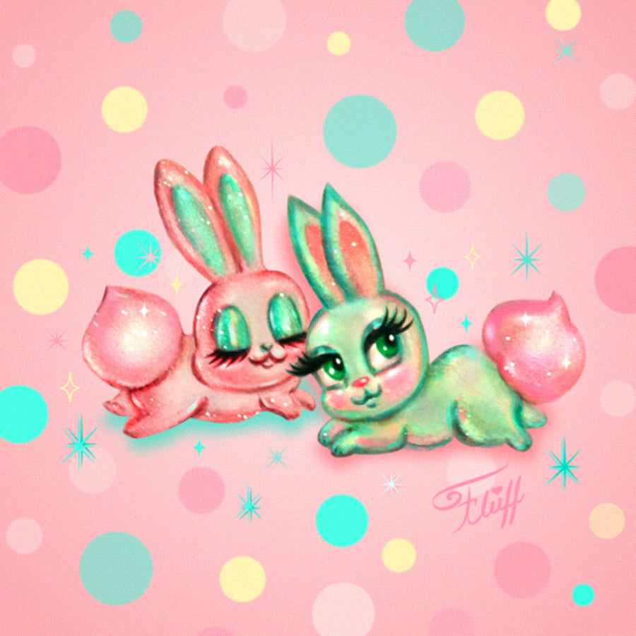 Bunnies and Polka Dots • Art Print