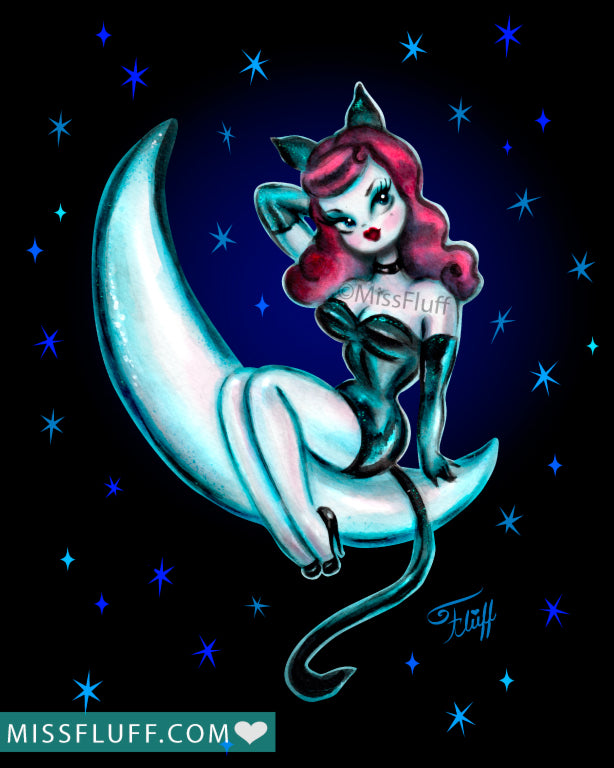 Kitten on the Moon • Art Print