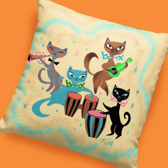 Mambo Kitties Band • Throw Pillow