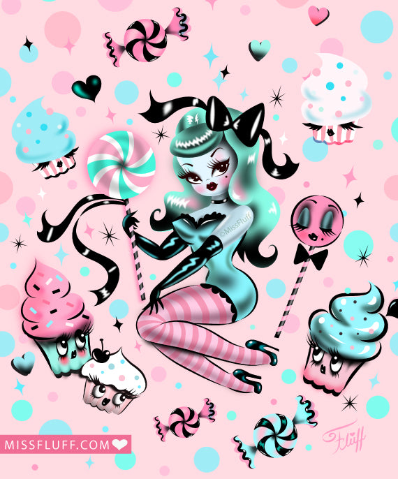 Mint Sugar Pinup Doll • Art Print