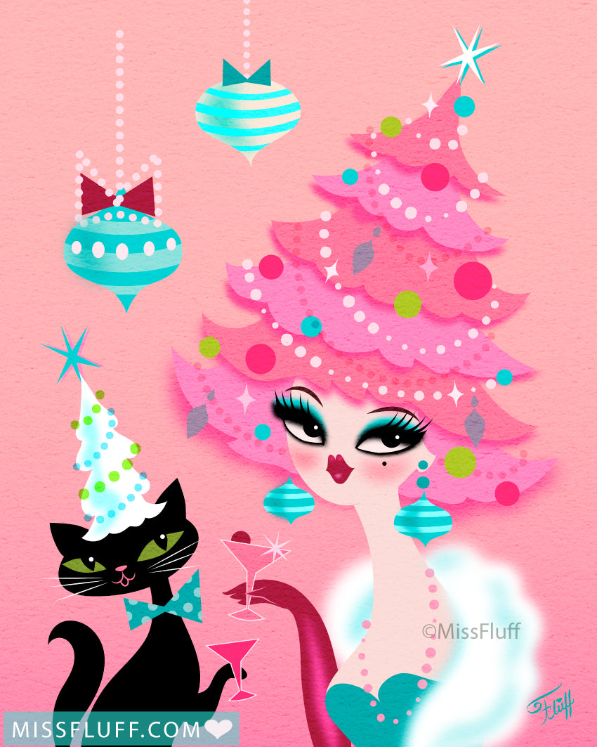 Pink Christmas Tree Doo • Art Print