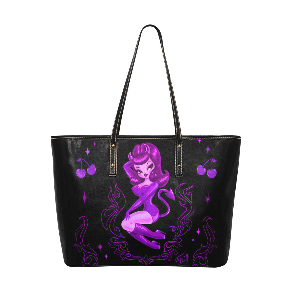 She Devil Purple • Faux Leather Tote Purse