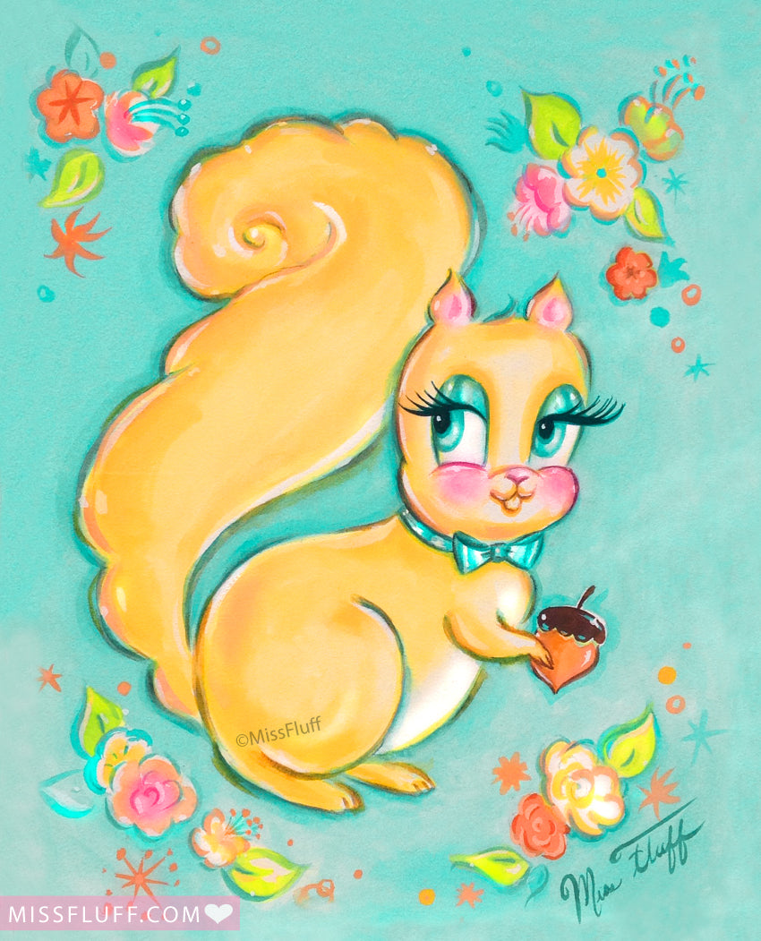 Cute Lemon Yellow Squirrel • Art Print