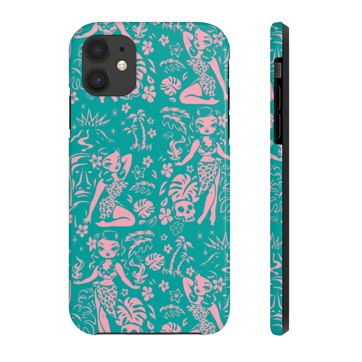 Tiki Temptress - Aqua and Pink • Phone Case
