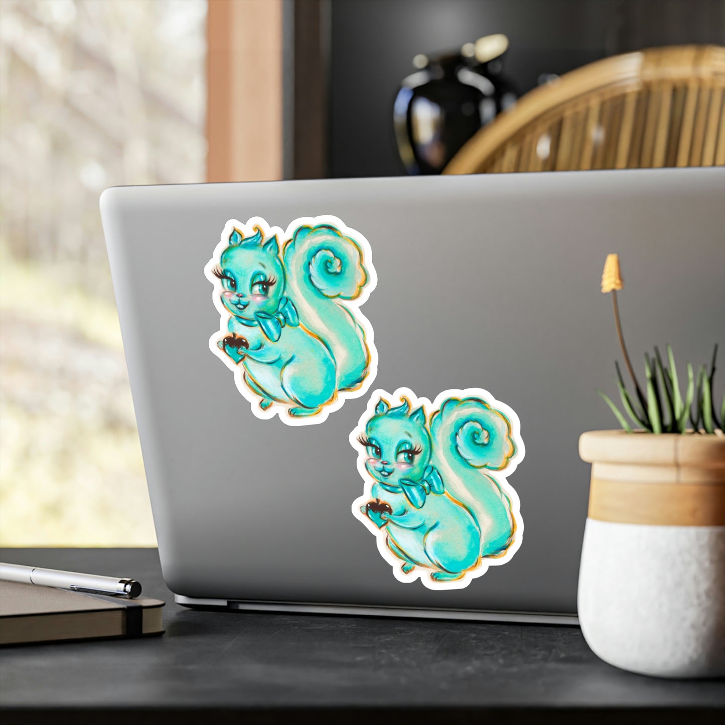 Cute Teal Squirrel • Kiss-Cut Vinyl Decals Set