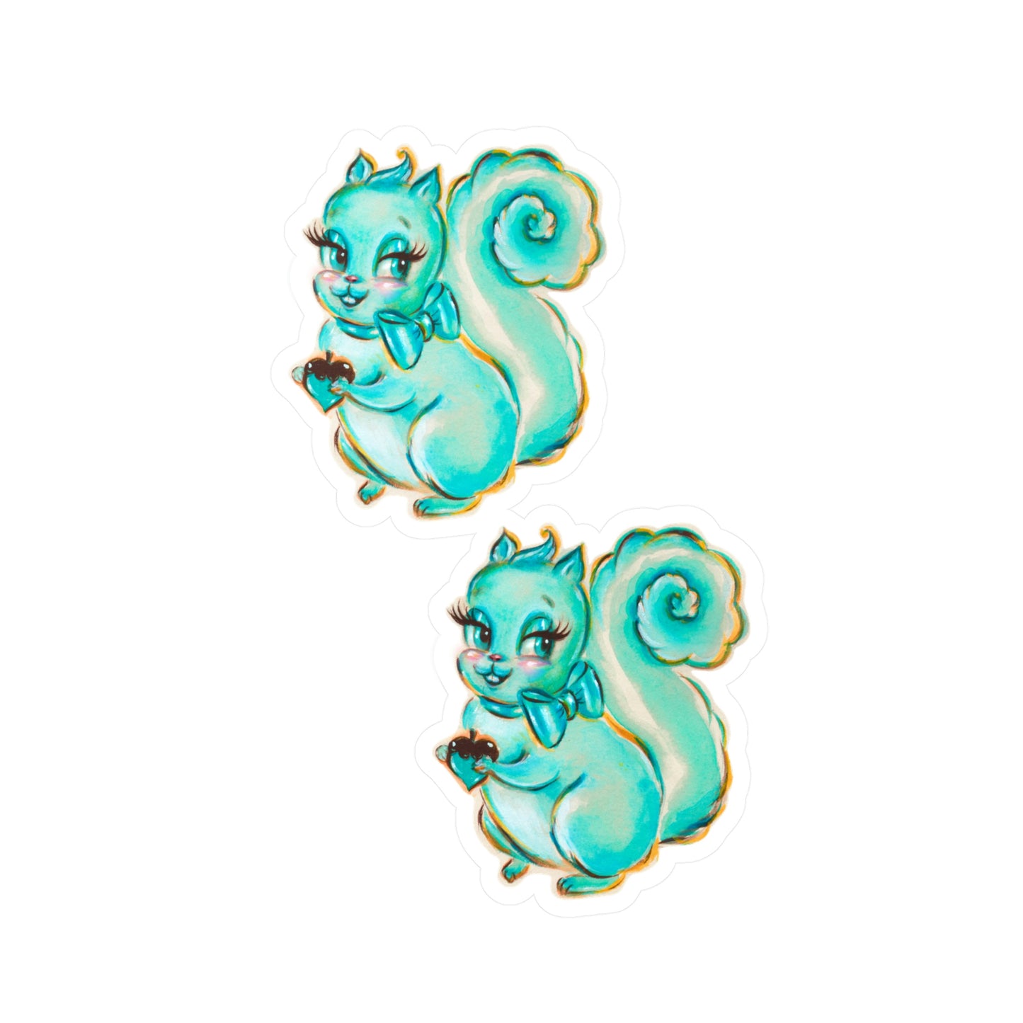 Cute Teal Squirrel • Kiss-Cut Vinyl Decals Set