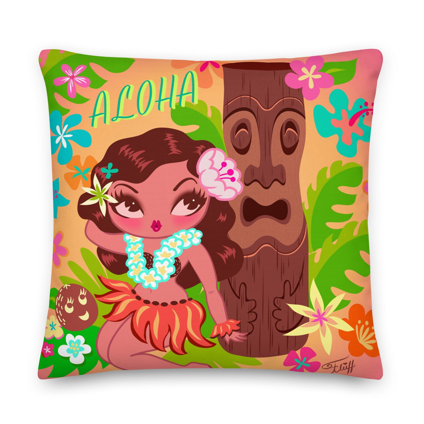 Hula Cutie with Tiki • Decor Pillow
