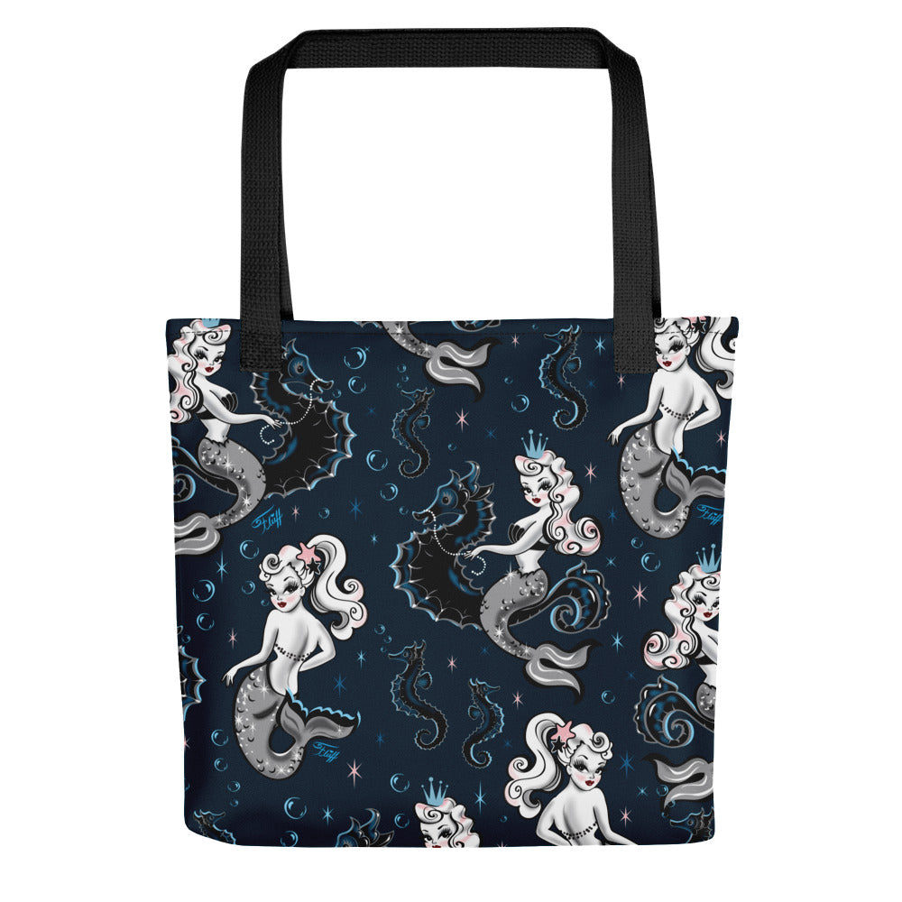 Pearla on Deep Blue • Tote Bag