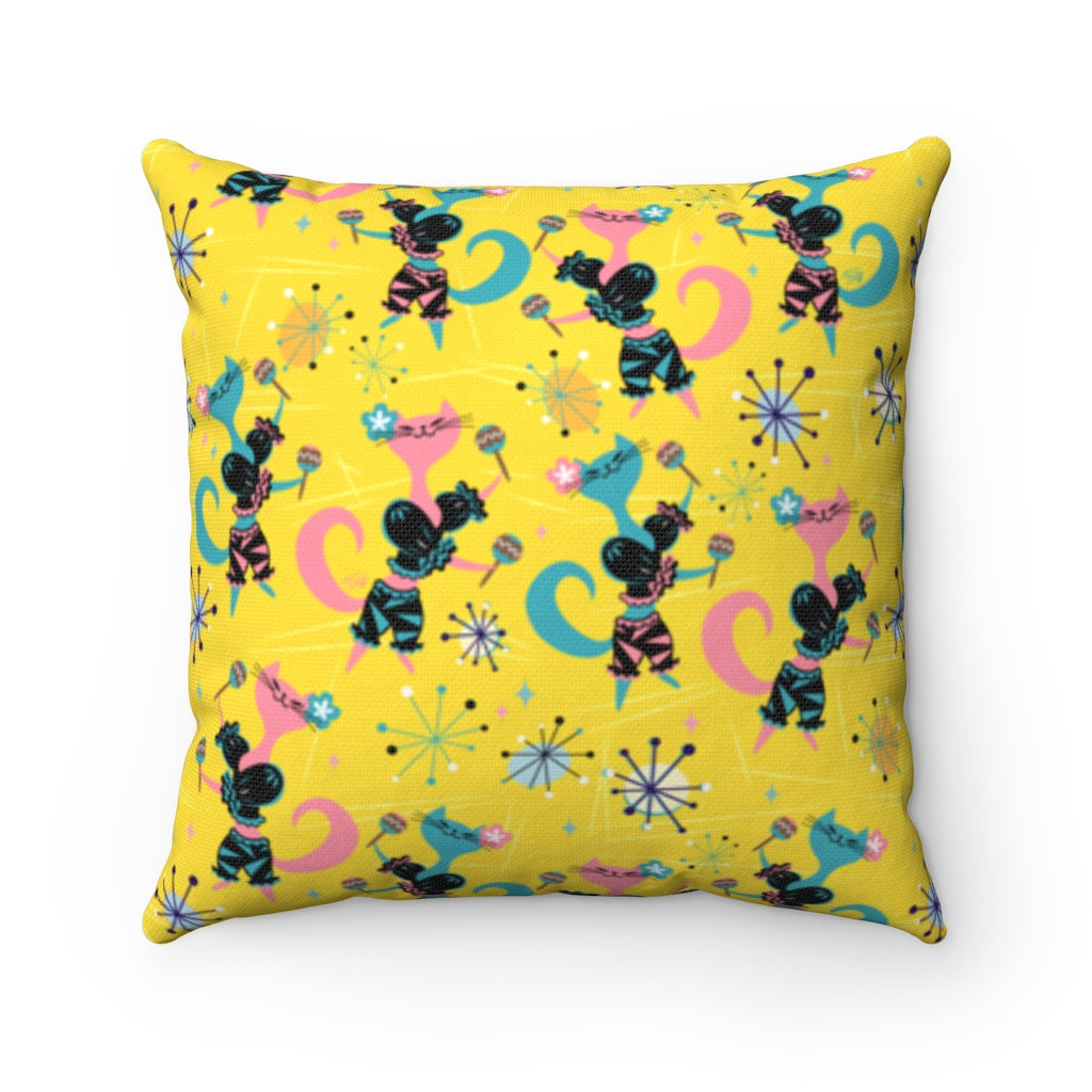 Mambo Kitties Yellow • Square Pillow