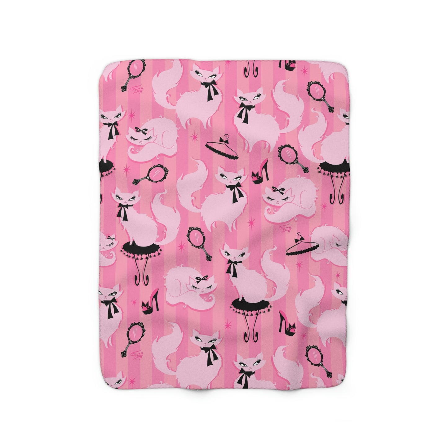 Boudoir Kitties Pink • Sherpa Fleece Blanket