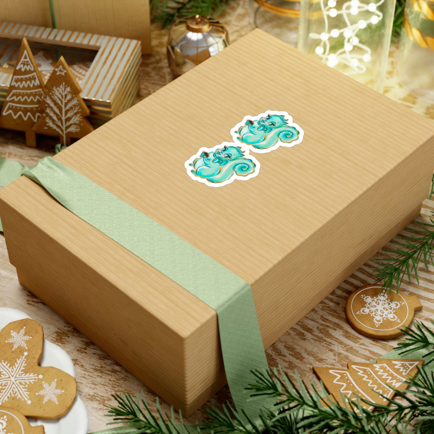 Cute Teal Squirrel • Kiss-Cut Vinyl Decals Set