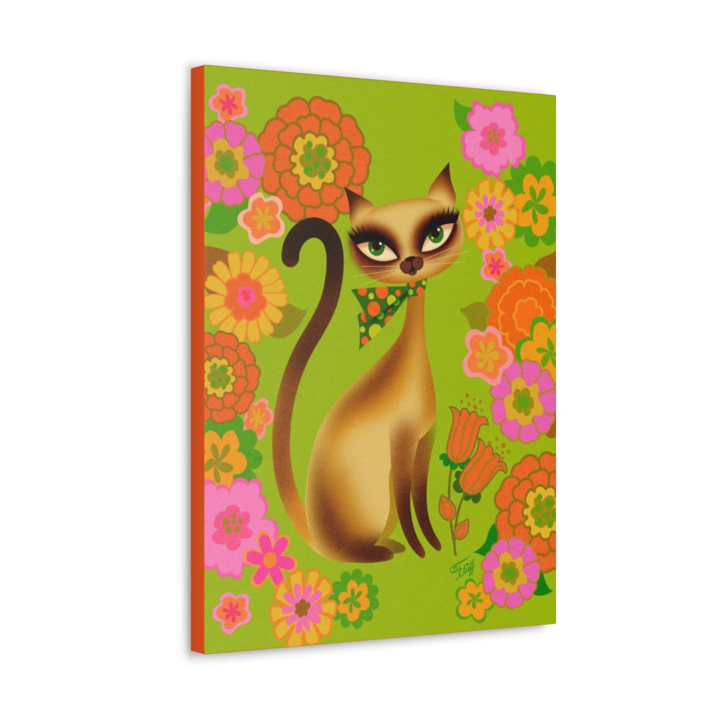 Siamese Mod Flower Kitty • Canvas Gallery Wrap
