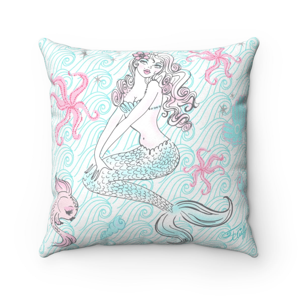 Pink Pearl Beach • Faux Suede Pillow