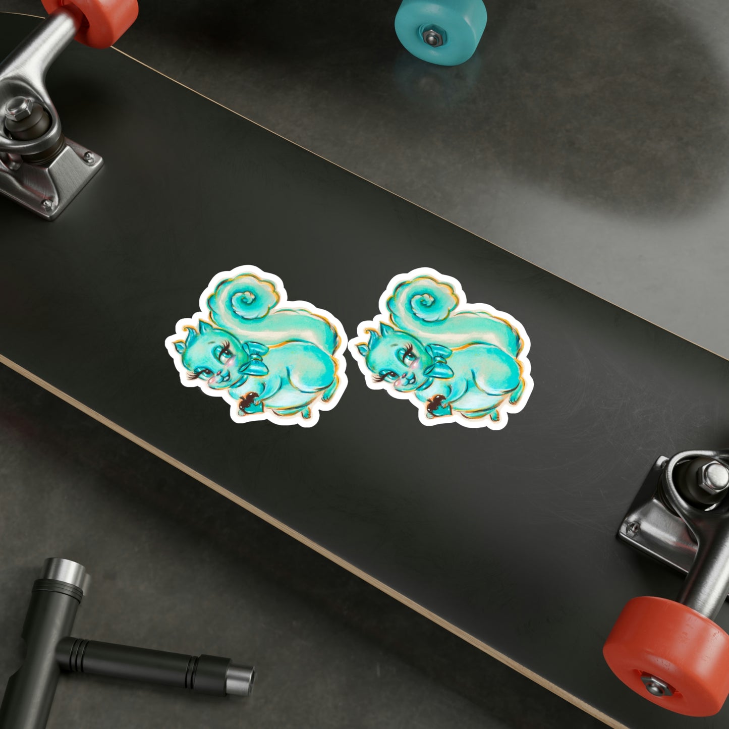 Cute Teal Squirrel • Kiss-Cut Vinyl Decals Set