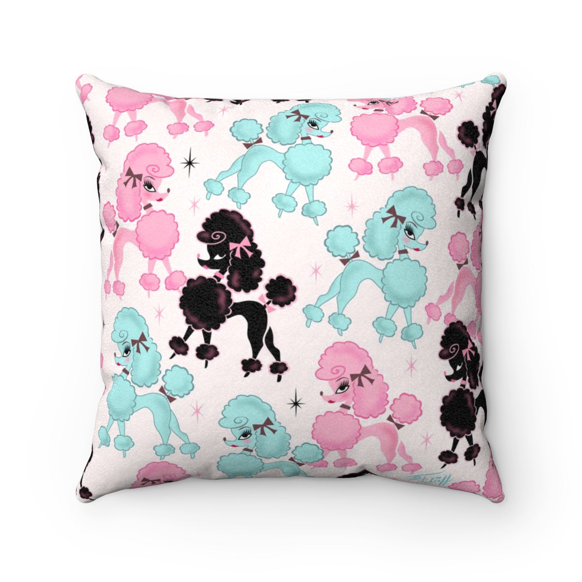 Poodlerama • Faux Suede Pillow
