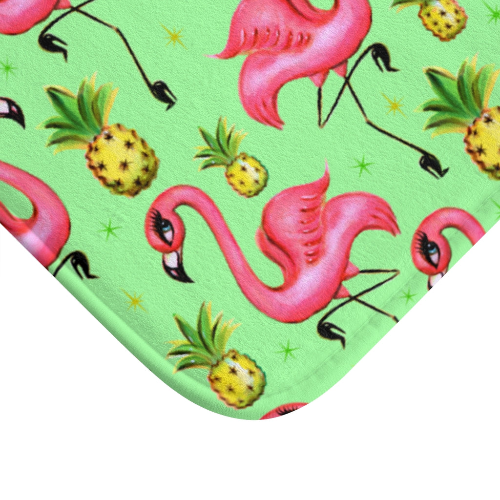 Flamingos and Pineapples • Bath Mat
