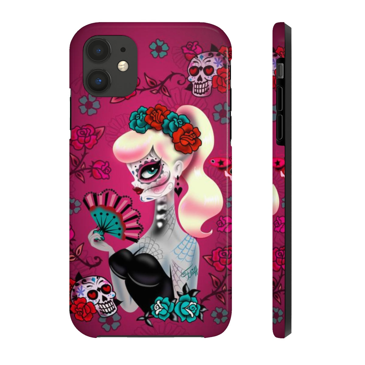 Blonde Sugar Skull Pinup Girl • Phone Case