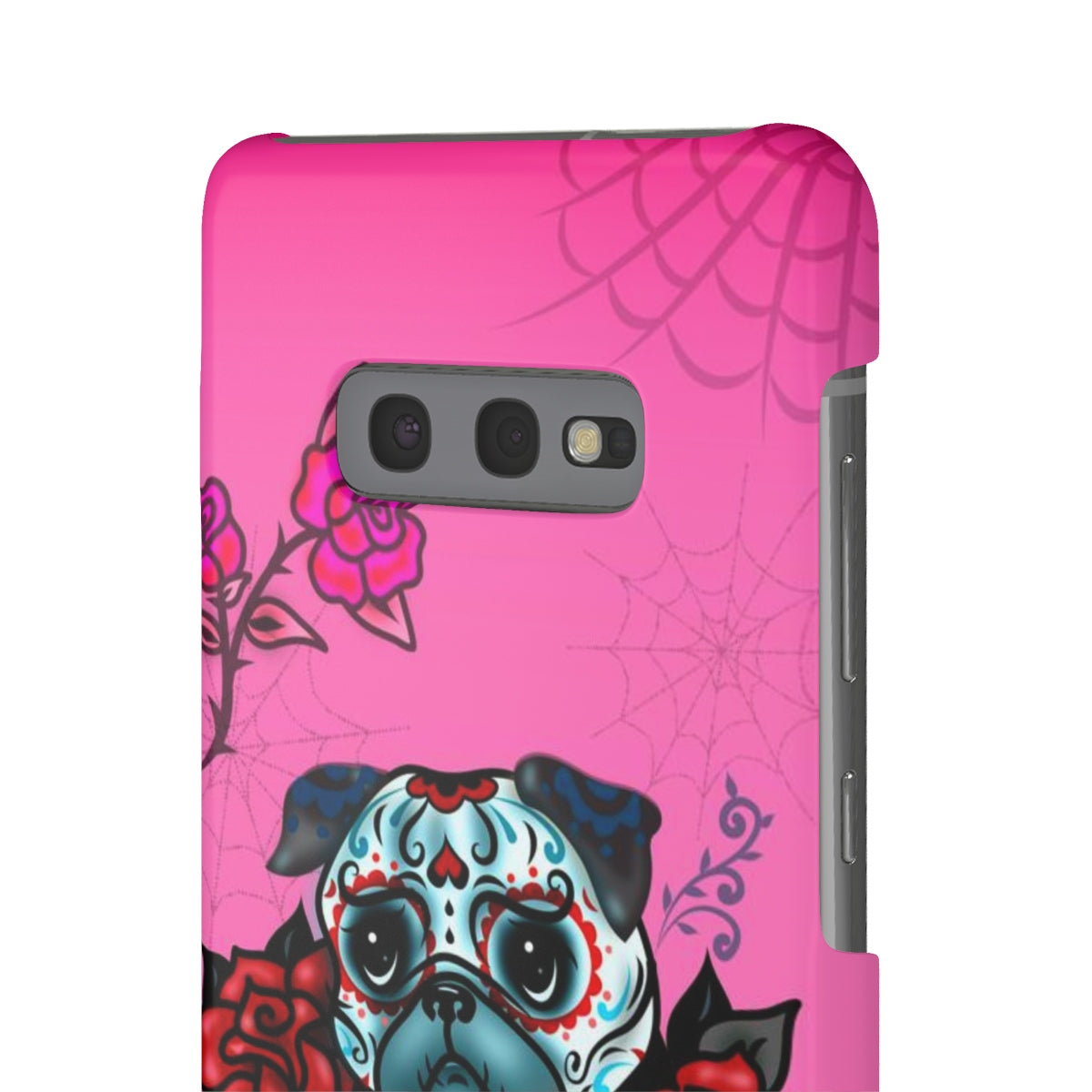 Sugar Skull Pug With Roses on Hot Pink • Samsung Galaxy Phone Case