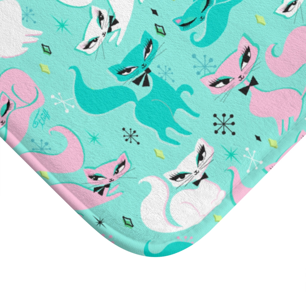 Swanky Kittens on Mint • Bath Mat