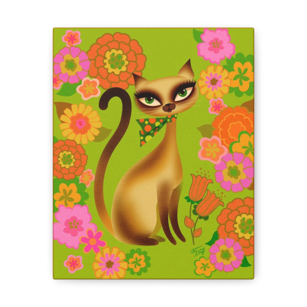 Siamese Mod Flower Kitty • Canvas Gallery Wrap