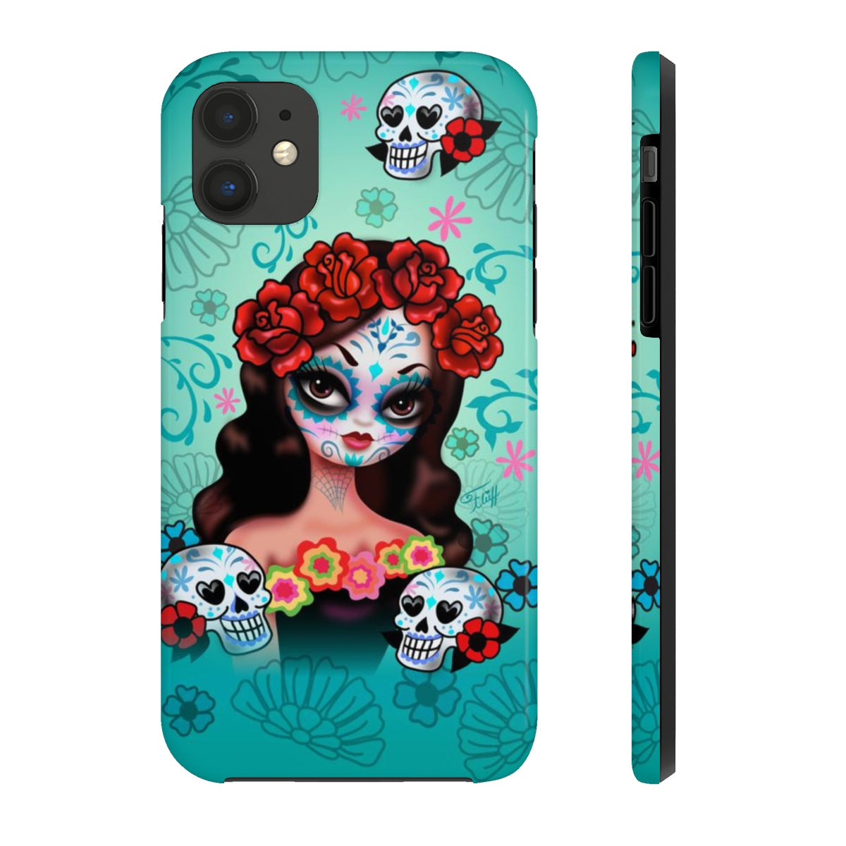 Sugar Skull Girl with Roses • Phone Case
