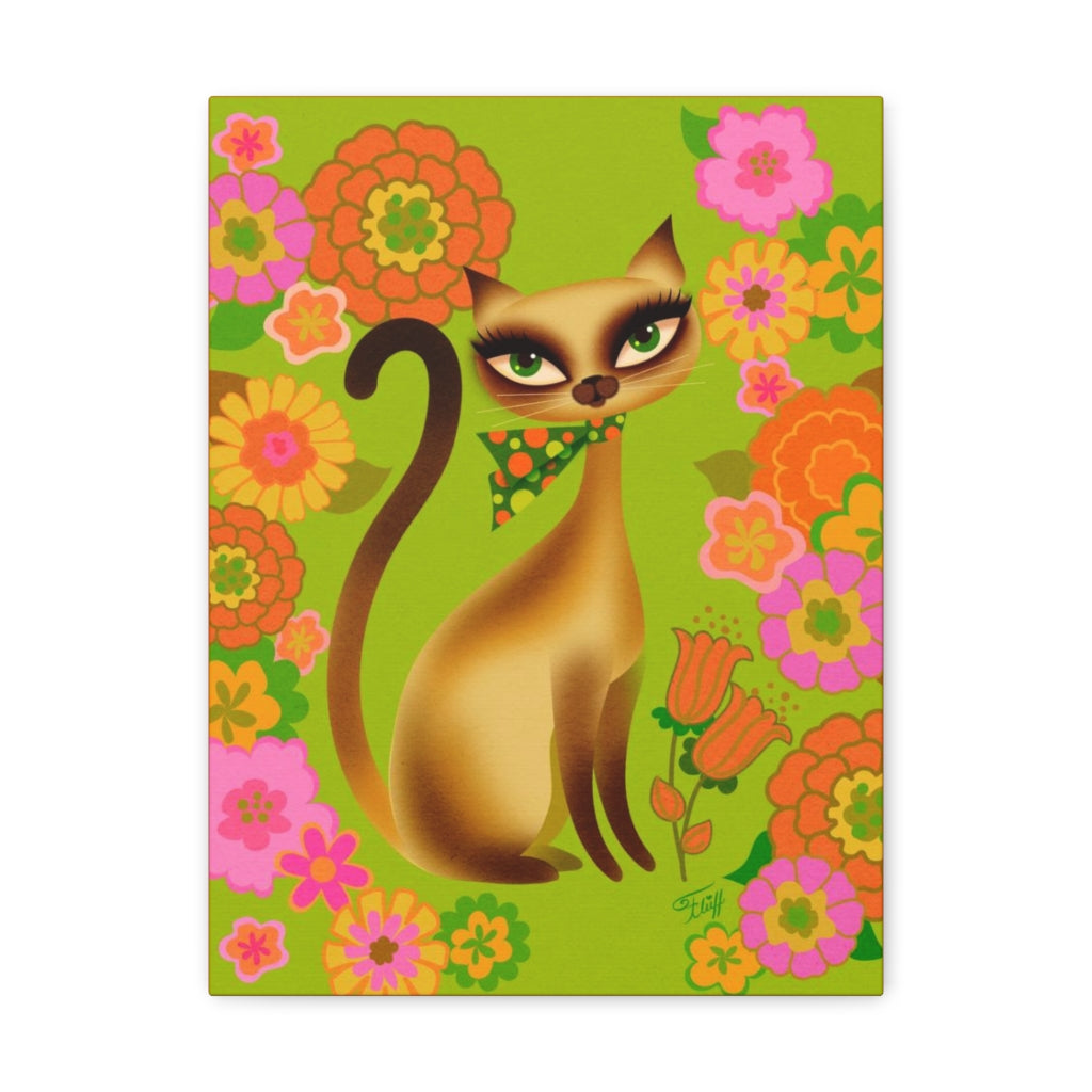 Siamese Mod Flower Kitty • Canvas Gallery Wrap
