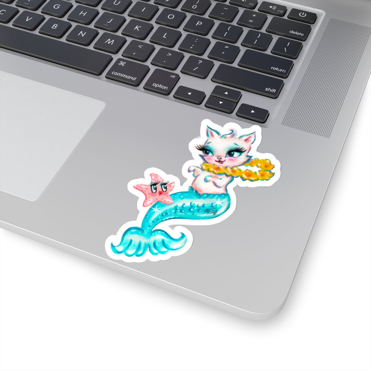 Merkitten with Lei and Starfish • Kiss-Cut Sticker