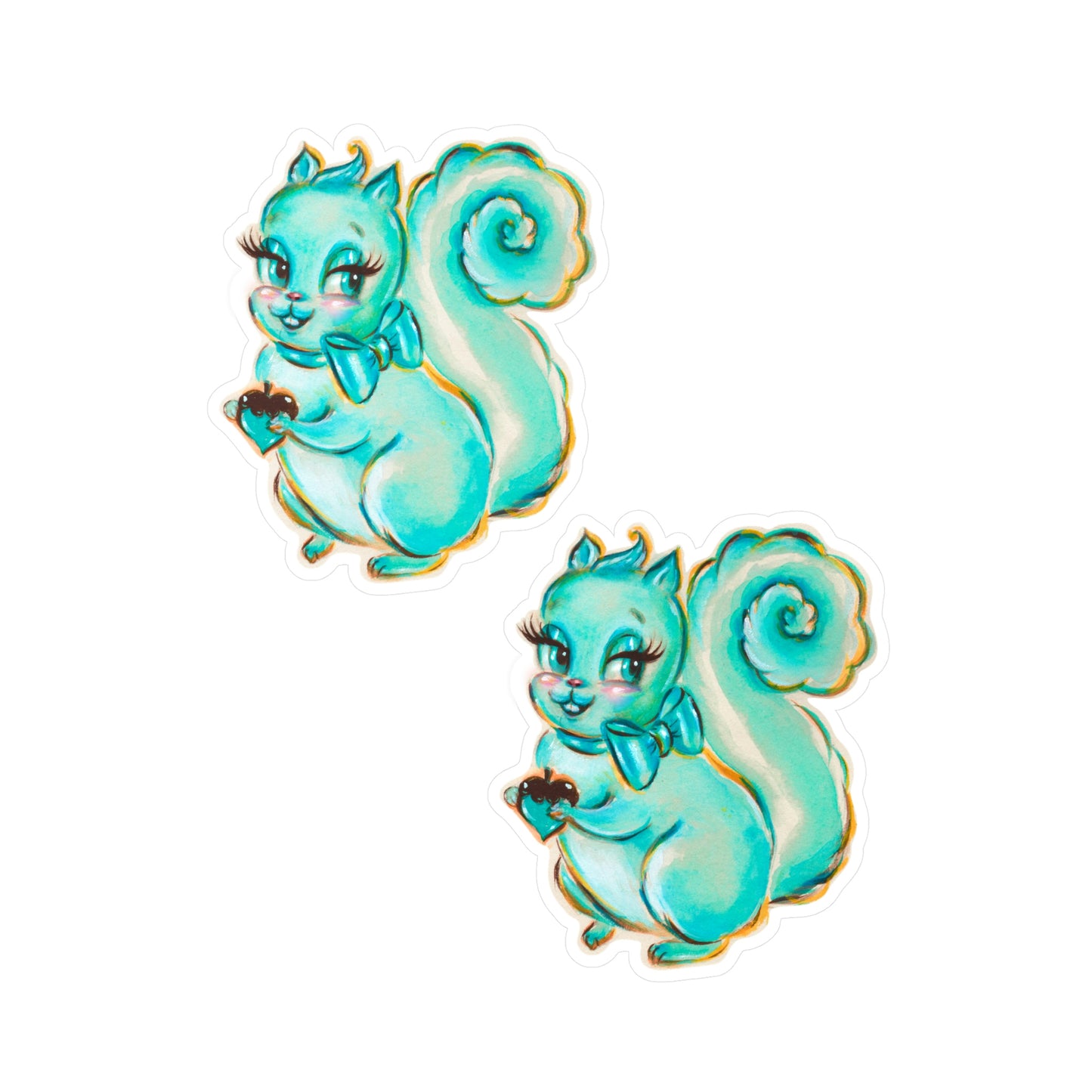 Cute Teal Squirrel • Kiss-Cut Vinyl Decals Set